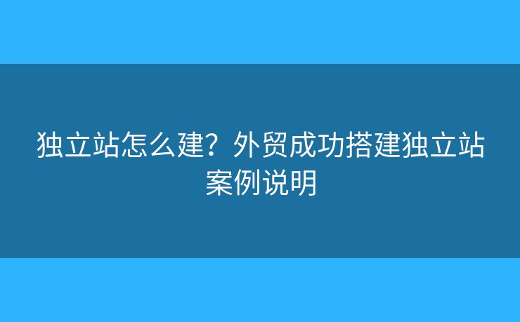獨(dú)立站怎么建？外貿(mào)成功搭建獨(dú)立站案例說明