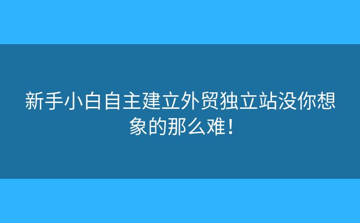 新手小白自主建立外貿(mào)獨立站沒你想象的那么難！