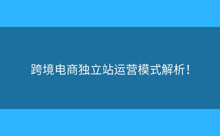 跨境電商獨立站運營模式解析！