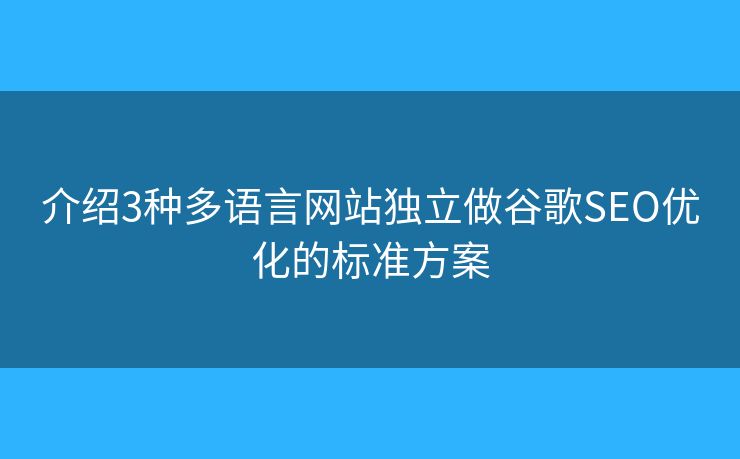 介紹3種多語言網(wǎng)站獨立做谷歌SEO優(yōu)化的標(biāo)準(zhǔn)方案