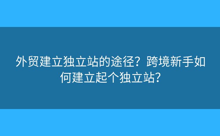 外貿(mào)建立獨(dú)立站的途徑？跨境新手如何建立起個(gè)獨(dú)立站？