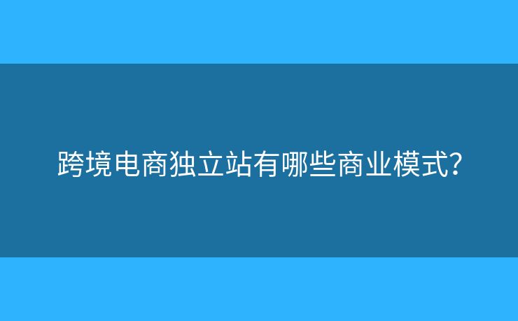 跨境電商獨(dú)立站有哪些商業(yè)模式？