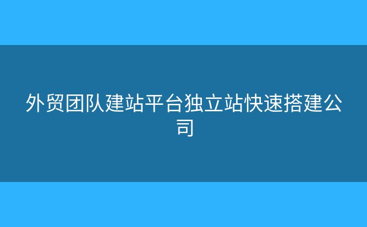 外貿團隊建站平臺獨立站快速搭建公司