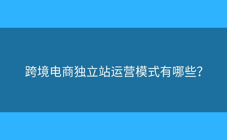 跨境電商獨立站運營模式有哪些？
