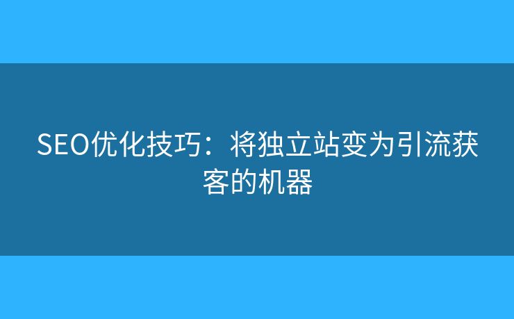 SEO優(yōu)化技巧：將獨(dú)立站變?yōu)橐鳙@客的機(jī)器