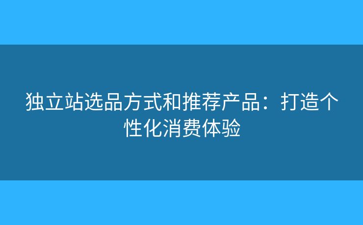 獨(dú)立站選品方式和推薦產(chǎn)品：打造個(gè)性化消費(fèi)體驗(yàn)