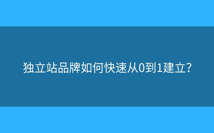 獨(dú)立站品牌如何快速從0到1建立？