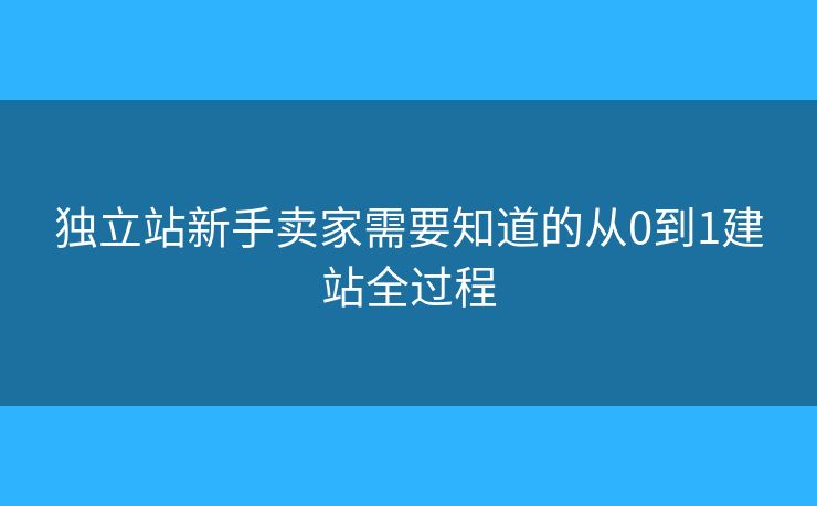 獨立站新手賣家需要知道的從0到1建站全過程