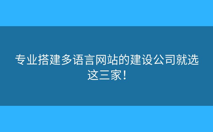 專業(yè)搭建多語言網(wǎng)站的建設(shè)公司就選這三家！