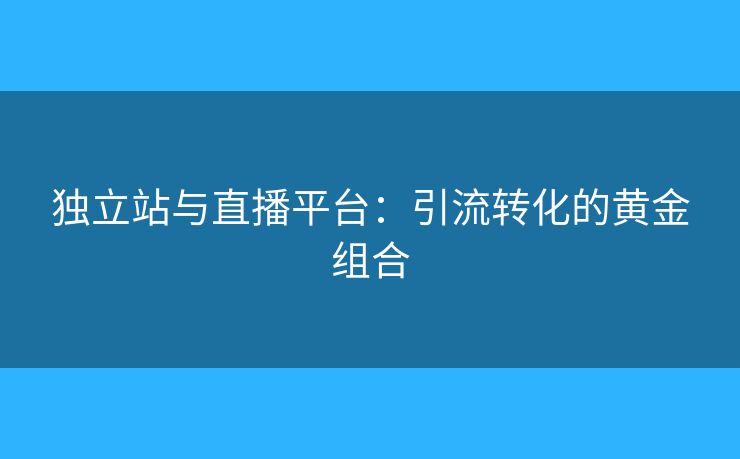 獨立站與直播平臺：引流轉(zhuǎn)化的黃金組合