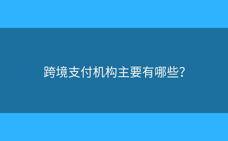 跨境支付機(jī)構(gòu)主要有哪些？