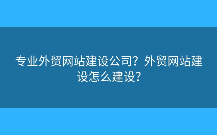 專業(yè)外貿網(wǎng)站建設公司？外貿網(wǎng)站建設怎么建設？
