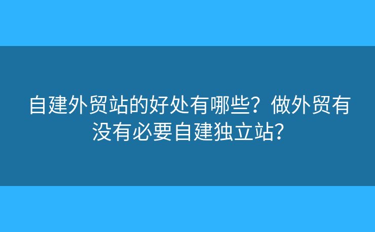 自建外貿(mào)站的好處有哪些？做外貿(mào)有沒有必要自建獨(dú)立站？