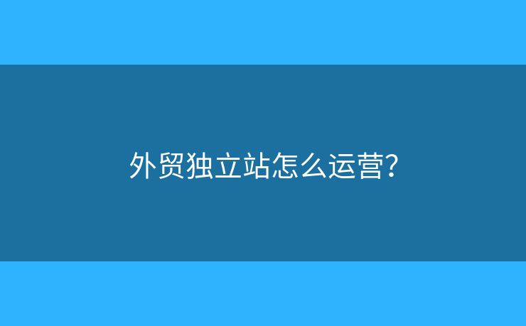 外貿(mào)獨(dú)立站怎么運(yùn)營(yíng)？