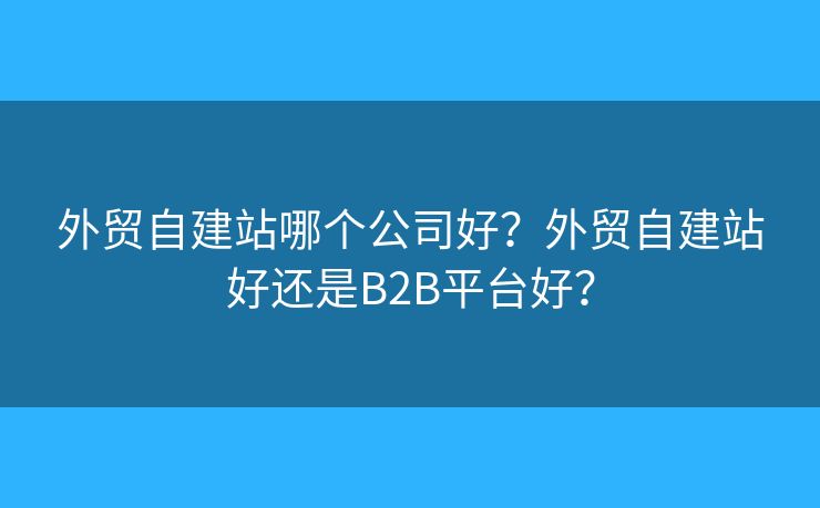 外貿(mào)自建站哪個(gè)公司好？外貿(mào)自建站好還是B2B平臺(tái)好？