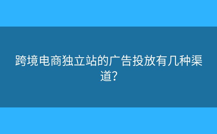 跨境電商獨(dú)立站的廣告投放有幾種渠道？