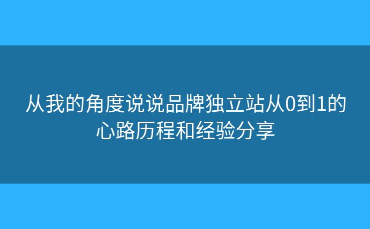 從我的角度說(shuō)說(shuō)品牌獨(dú)立站從0到1的心路歷程和經(jīng)驗(yàn)分享