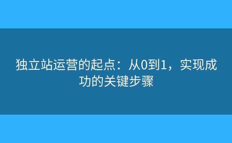 獨立站運營的起點：從0到1，實現(xiàn)成功的關(guān)鍵步驟