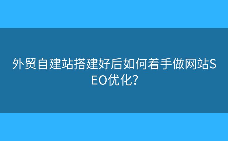 外貿(mào)自建站搭建好后如何著手做網(wǎng)站SEO優(yōu)化？