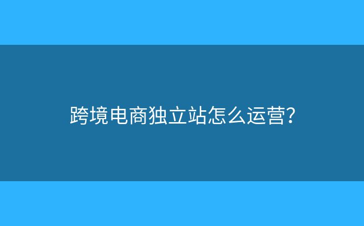 跨境電商獨(dú)立站怎么運(yùn)營(yíng)？