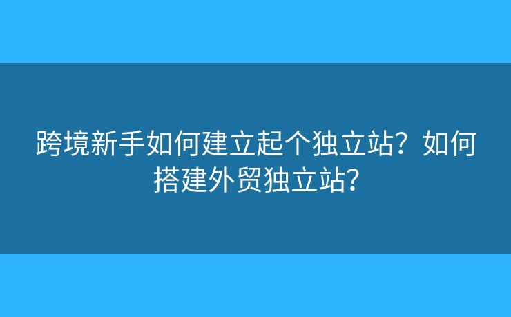 跨境新手如何建立起個獨(dú)立站？如何搭建外貿(mào)獨(dú)立站？