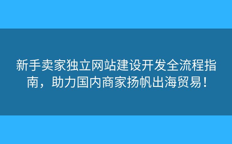 新手賣家獨立網(wǎng)站建設(shè)開發(fā)全流程指南，助力國內(nèi)商家揚帆出海貿(mào)易！