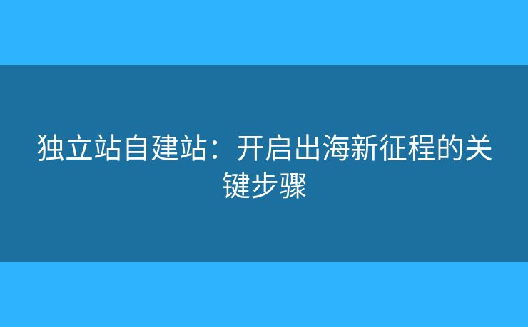 獨立站自建站：開啟出海新征程的關鍵步驟