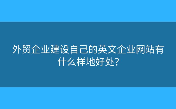 外貿(mào)企業(yè)建設(shè)自己的英文企業(yè)網(wǎng)站有什么樣地好處？