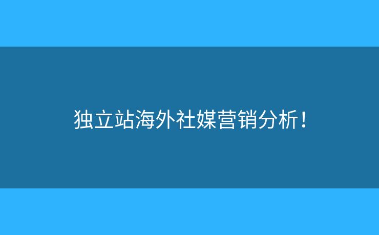 獨(dú)立站海外社媒營銷分析！