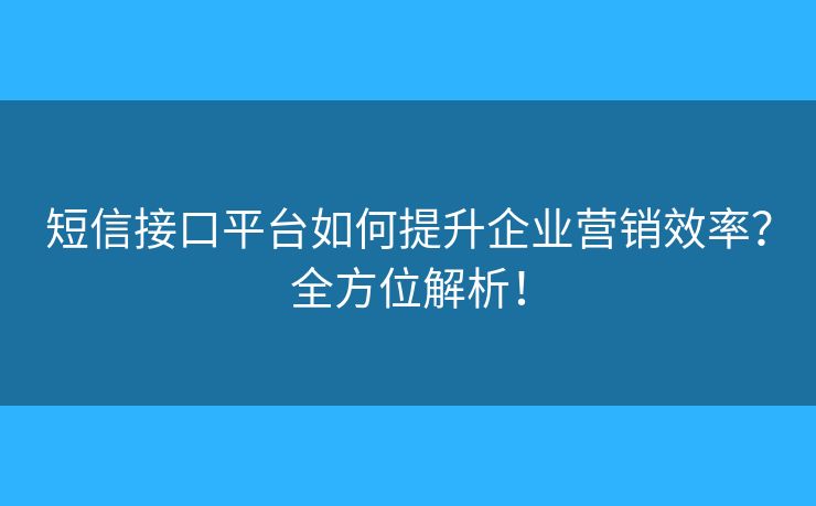 短信接口平臺如何提升企業(yè)營銷效率？全方位解析！