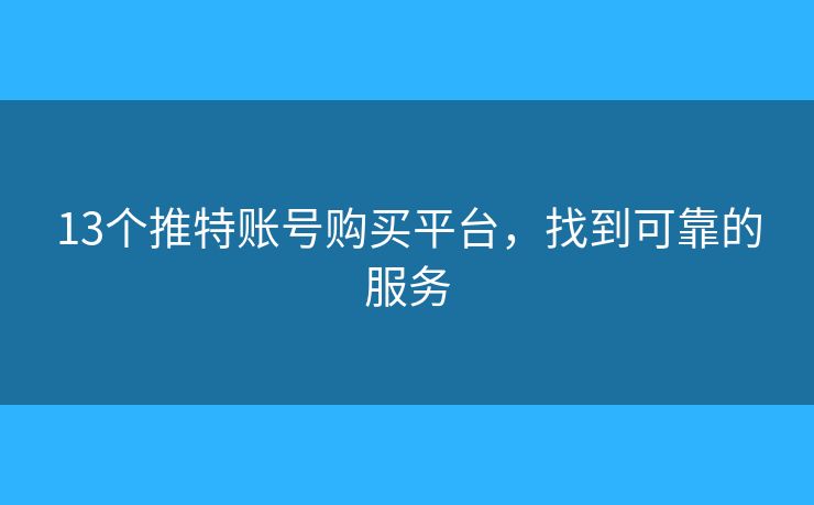 13個推特賬號購買平臺，找到可靠的服務(wù)
