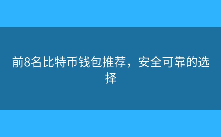 前8名比特幣錢包推薦，安全可靠的選擇