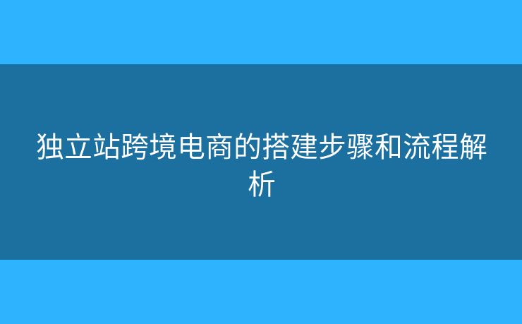 獨立站跨境電商的搭建步驟和流程解析