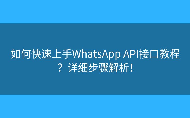如何快速上手WhatsApp API接口教程？詳細步驟解析！