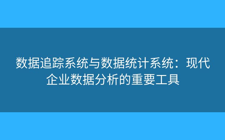 數(shù)據(jù)追蹤系統(tǒng)與數(shù)據(jù)統(tǒng)計(jì)系統(tǒng)：現(xiàn)代企業(yè)數(shù)據(jù)分析的重要工具
