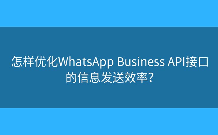 怎樣優(yōu)化WhatsApp Business API接口的信息發(fā)送效率？
