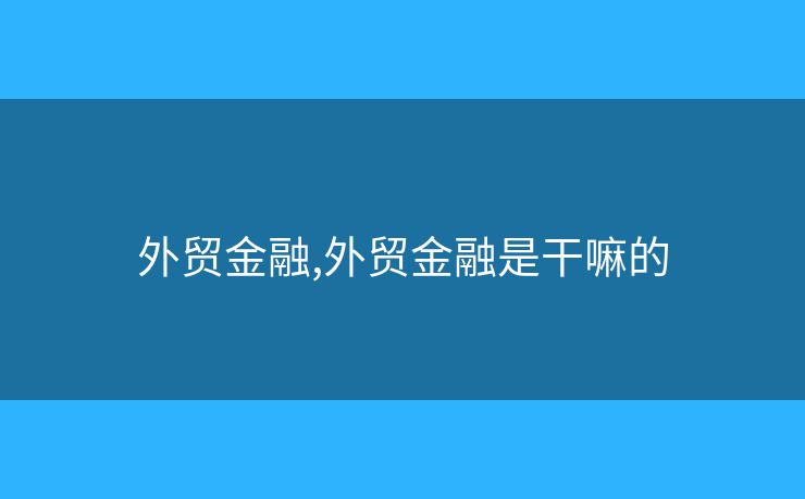外貿(mào)金融,外貿(mào)金融是干嘛的