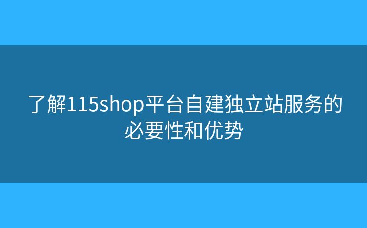 了解115shop平臺(tái)自建獨(dú)立站服務(wù)的必要性和優(yōu)勢(shì)