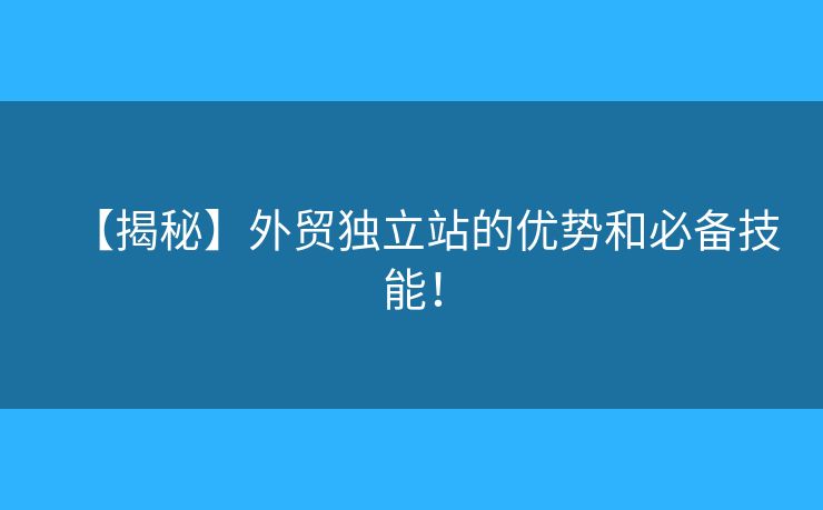 【揭秘】外貿(mào)獨立站的優(yōu)勢和必備技能！