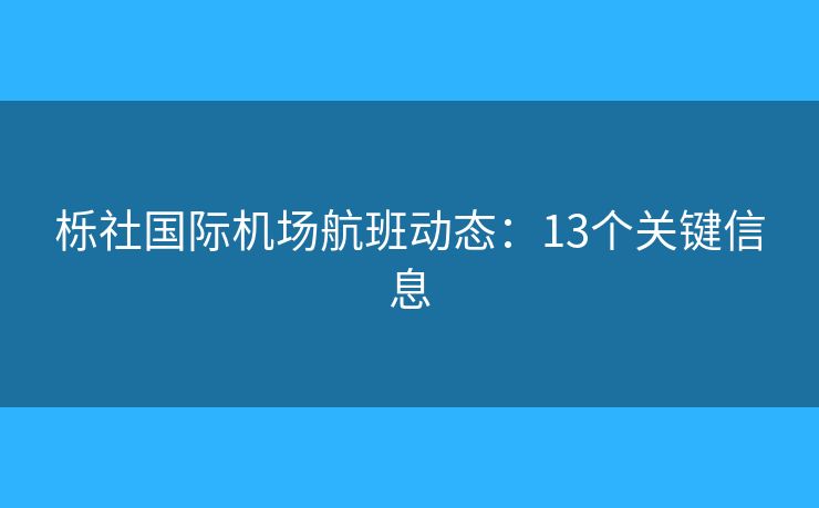 櫟社國際機場航班動態(tài)：13個關(guān)鍵信息
