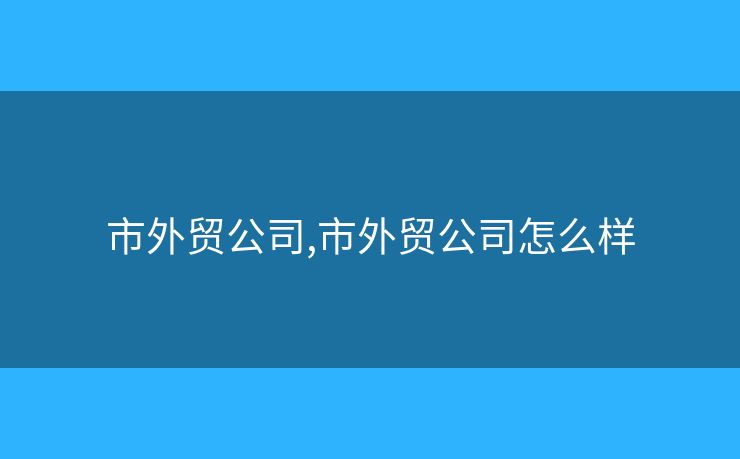 市外貿(mào)公司,市外貿(mào)公司怎么樣