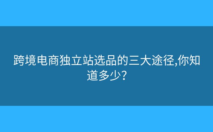 跨境電商獨(dú)立站選品的三大途徑,你知道多少？