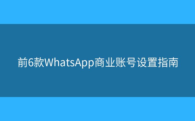 前6款WhatsApp商業(yè)賬號設置指南