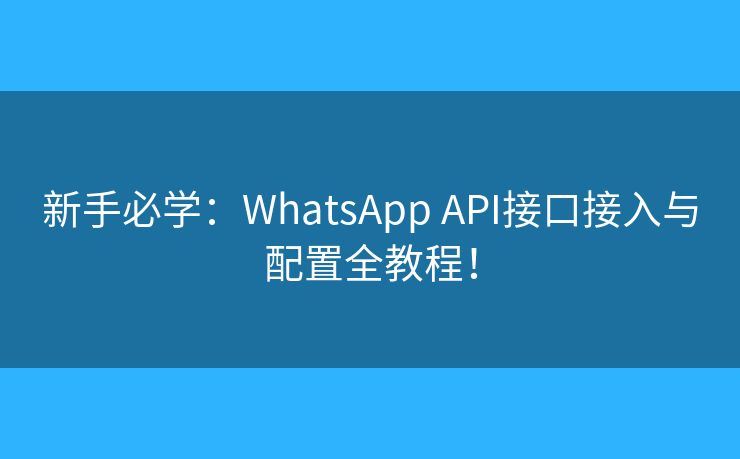 新手必學(xué)：WhatsApp API接口接入與配置全教程！