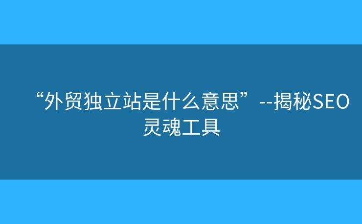 “外貿獨立站是什么意思”--揭秘SEO靈魂工具