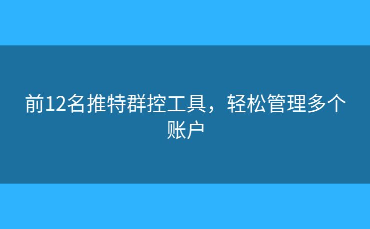 前12名推特群控工具，輕松管理多個賬戶