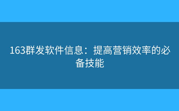 163群發(fā)軟件信息：提高營(yíng)銷效率的必備技能