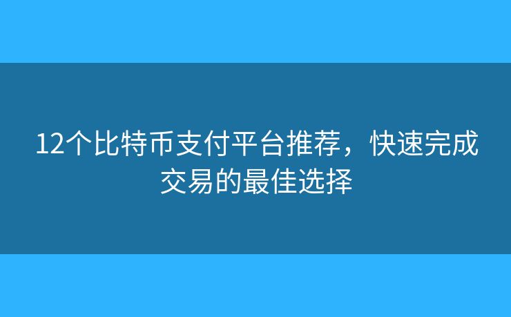12個(gè)比特幣支付平臺(tái)推薦，快速完成交易的最佳選擇