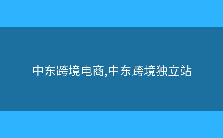中東跨境電商,中東跨境獨立站