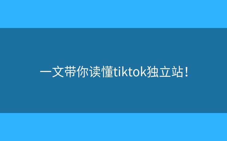 一文帶你讀懂tiktok獨(dú)立站！